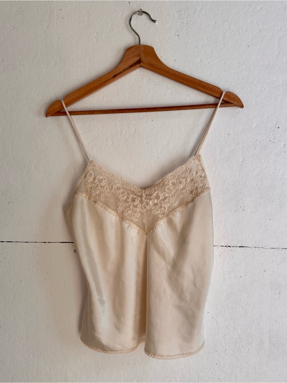 Lace-Trim Cream Slip Camisole